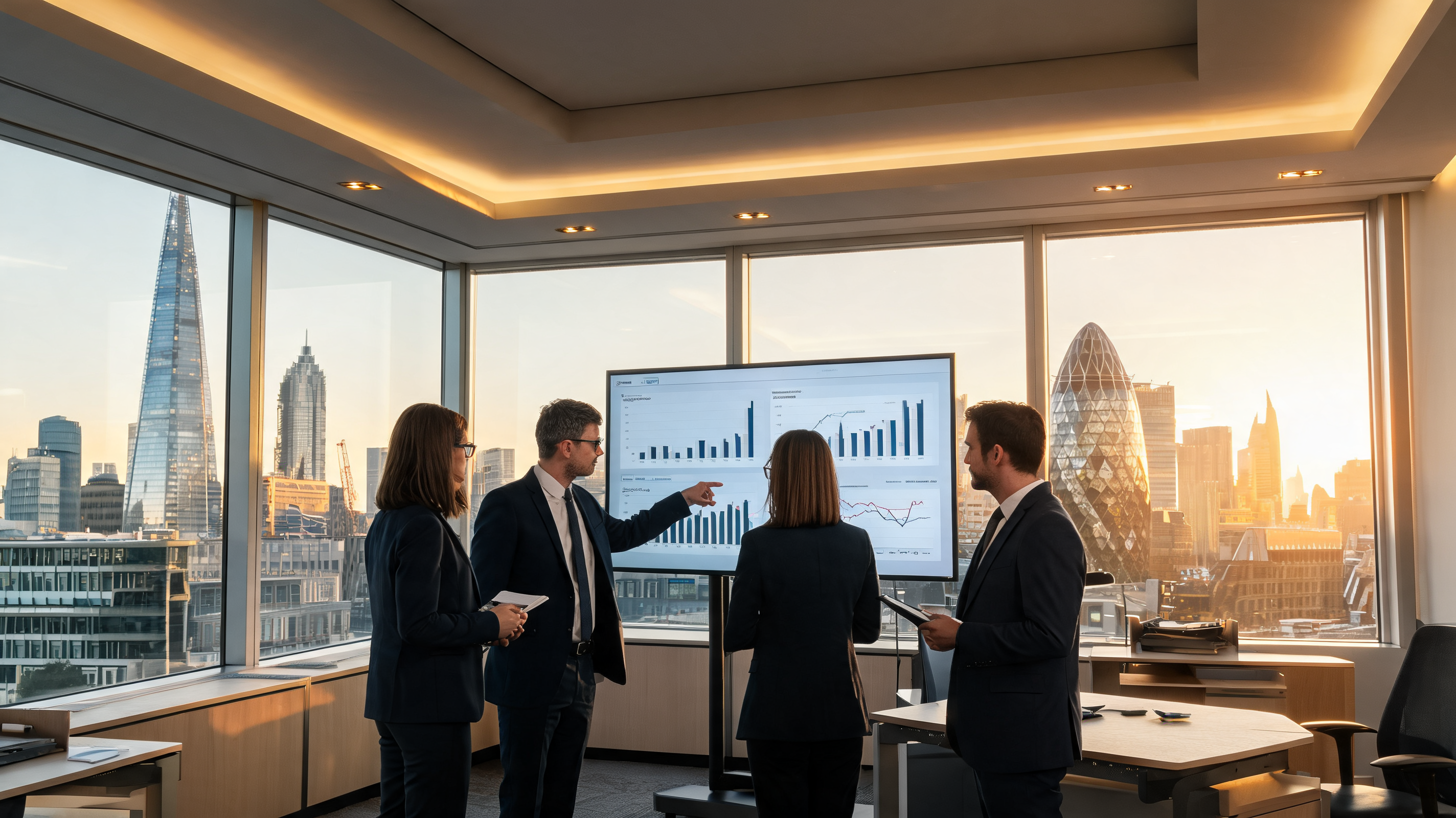 LMB VENTURES business consulting team presenting strategy in a London office